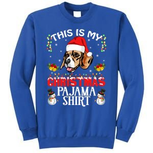 This Is My Christmas Pajama Meaningful Gift Beagle Dog Santa Hat Funny Gift Tall Sweatshirt