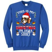 This Is My Christmas Pajama Meaningful Gift Beagle Dog Santa Hat Funny Gift Tall Sweatshirt