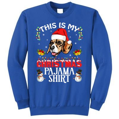 This Is My Christmas Pajama Meaningful Gift Beagle Dog Santa Hat Funny Gift Tall Sweatshirt