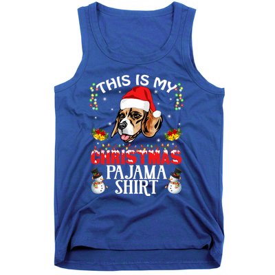 This Is My Christmas Pajama Meaningful Gift Beagle Dog Santa Hat Funny Gift Tank Top