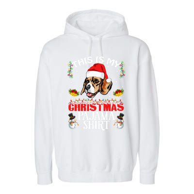 This Is My Christmas Pajama Meaningful Gift Beagle Dog Santa Hat Funny Gift Garment-Dyed Fleece Hoodie