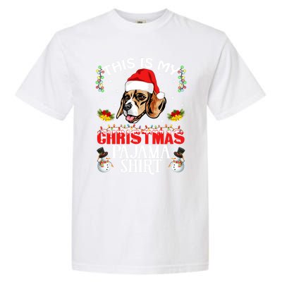 This Is My Christmas Pajama Meaningful Gift Beagle Dog Santa Hat Funny Gift Garment-Dyed Heavyweight T-Shirt