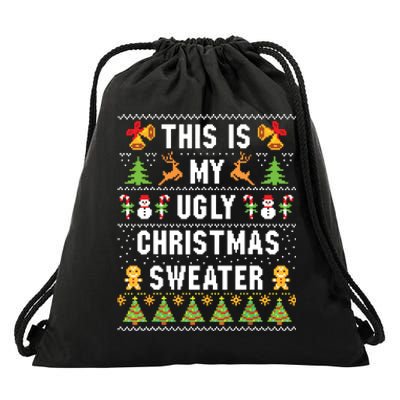 This Is My Ugly Sweater Funny Christmas Drawstring Bag