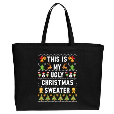 This Is My Ugly Sweater Funny Christmas Cotton Canvas Jumbo Tote