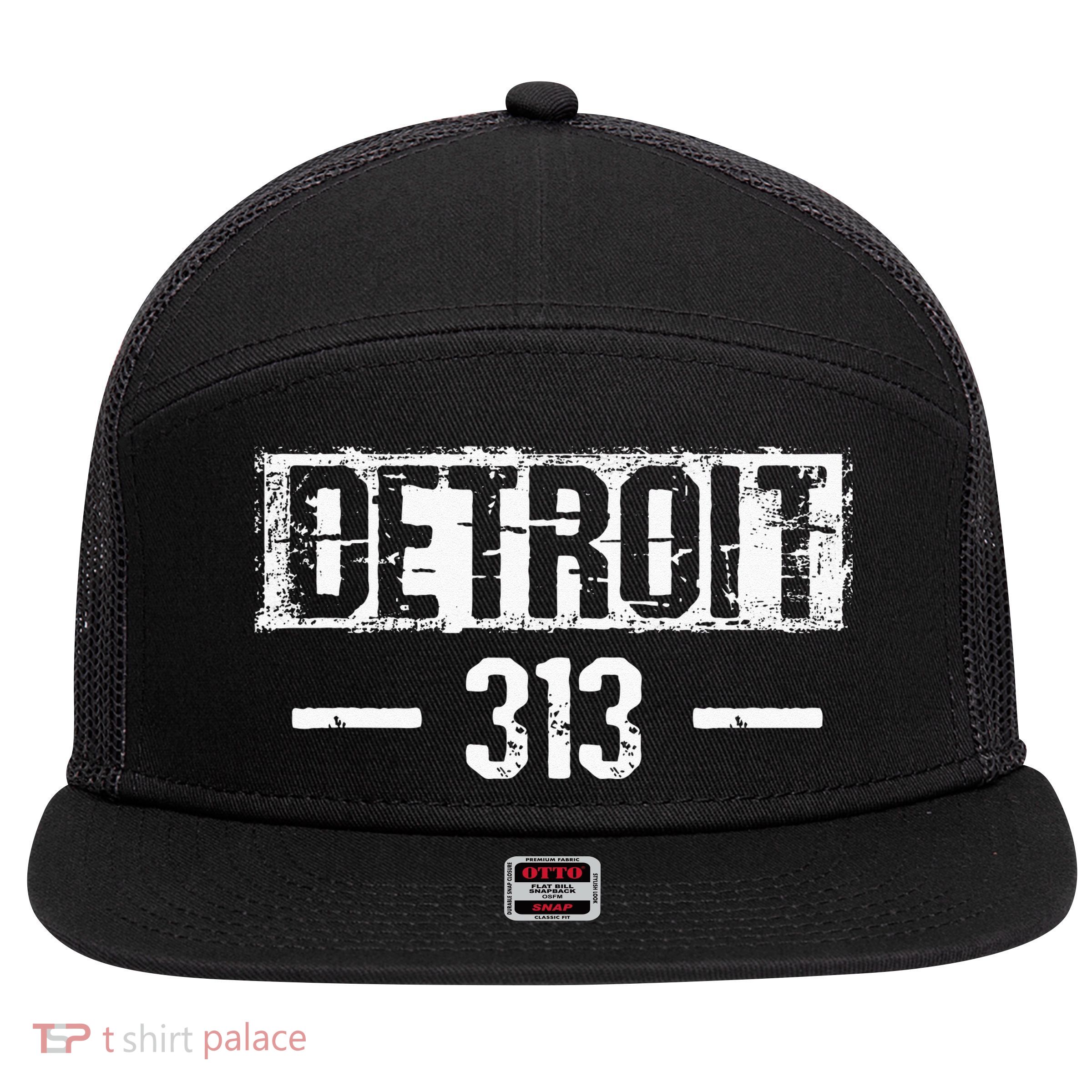 This Is My Detroit 313 Michigan Distressed 7 Panel Mesh Trucker Snapback Hat