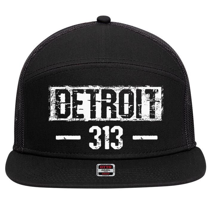 This Is My Detroit 313 Michigan Distressed 7 Panel Mesh Trucker Snapback Hat