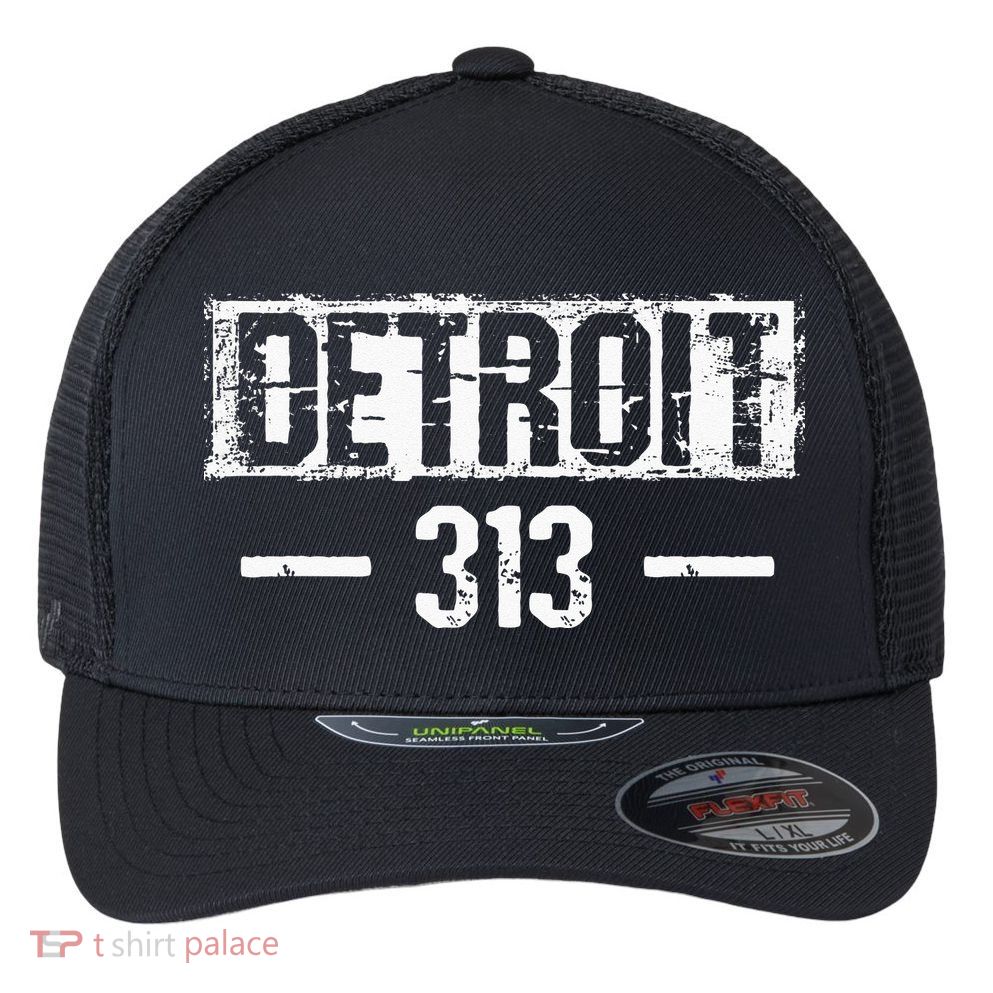This Is My Detroit 313 Michigan Distressed Flexfit Unipanel Trucker Cap