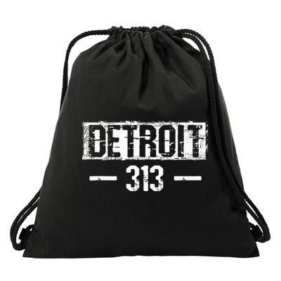 This Is My Detroit 313 Michigan Distressed Drawstring Bag