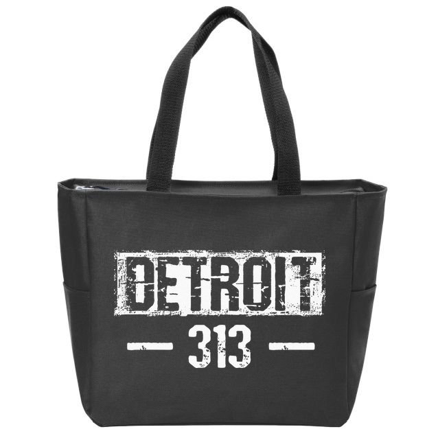 This Is My Detroit 313 Michigan Distressed Zip Tote Bag