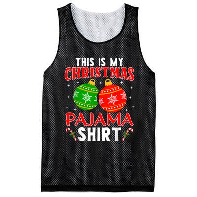 This Is My Christmas Pajama Funny Xmas Pjs Mesh Reversible Basketball Jersey Tank