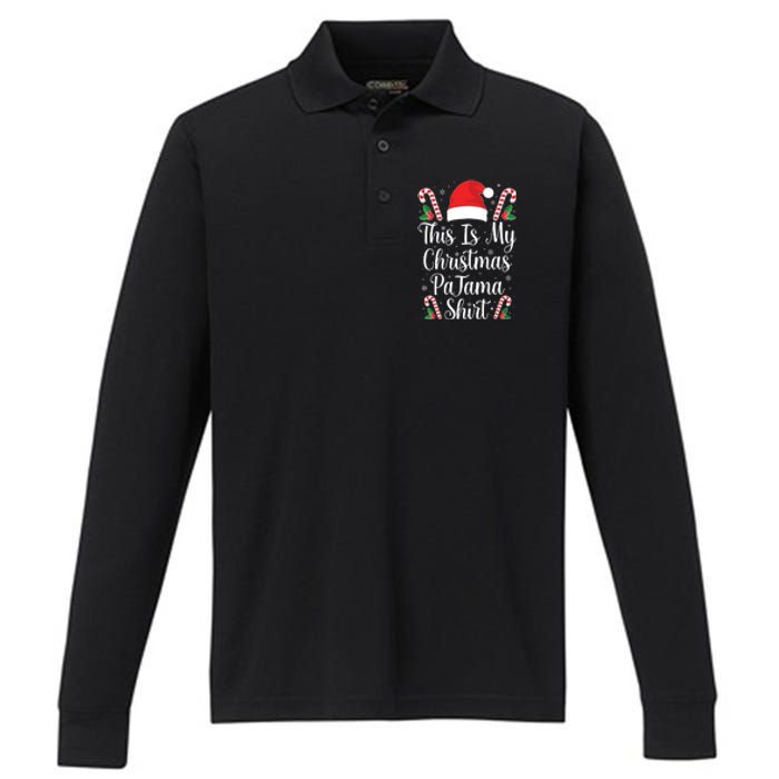 This Is My Christmas Pajama Shirts Funny Family Matching Xmas Performance Long Sleeve Polo