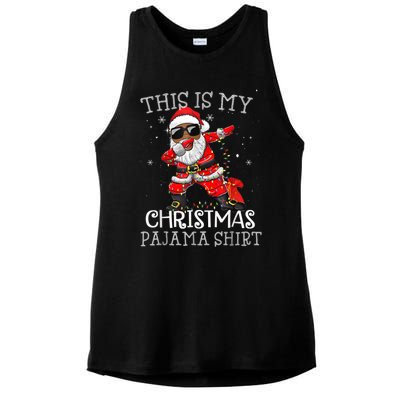 This Is My Christmas Pajama Dabbing African American Santa Ladies PosiCharge Tri-Blend Wicking Tank