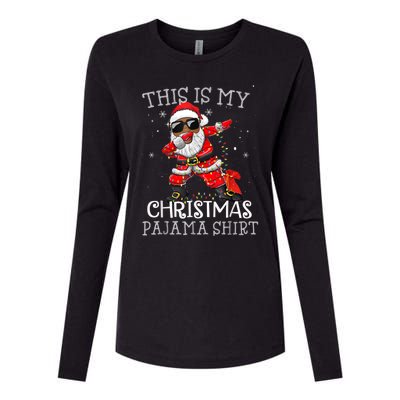 This Is My Christmas Pajama Dabbing African American Santa Womens Cotton Relaxed Long Sleeve T-Shirt