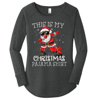 This Is My Christmas Pajama Dabbing African American Santa Women's Perfect Tri Tunic Long Sleeve Shirt