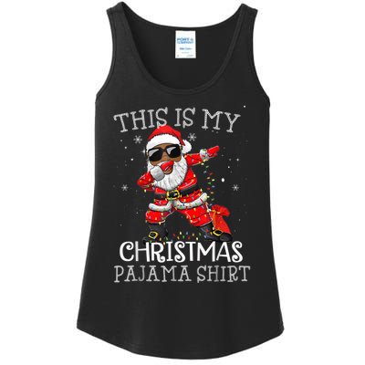 This Is My Christmas Pajama Dabbing African American Santa Ladies Essential Tank