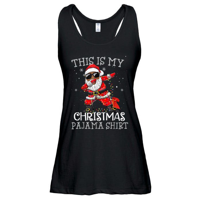 This Is My Christmas Pajama Dabbing African American Santa Ladies Essential Flowy Tank