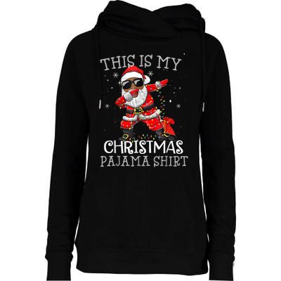 This Is My Christmas Pajama Dabbing African American Santa Womens Funnel Neck Pullover Hood