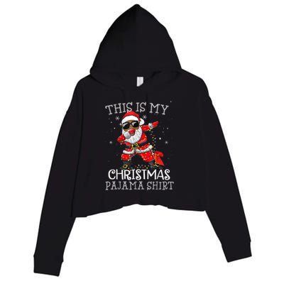 This Is My Christmas Pajama Dabbing African American Santa Crop Fleece Hoodie