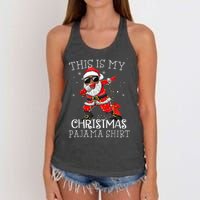 This Is My Christmas Pajama Dabbing African American Santa Women's Knotted Racerback Tank