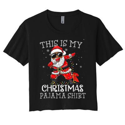 This Is My Christmas Pajama Dabbing African American Santa Women's Crop Top Tee