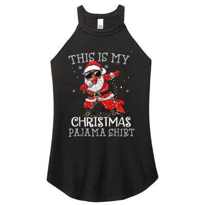 This Is My Christmas Pajama Dabbing African American Santa Women's Perfect Tri Rocker Tank