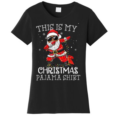 This Is My Christmas Pajama Dabbing African American Santa Women's T-Shirt