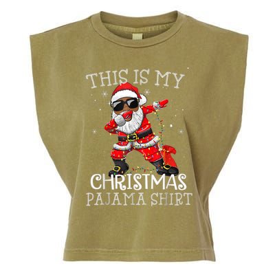 This Is My Christmas Pajama Dabbing African American Santa Garment-Dyed Women's Muscle Tee