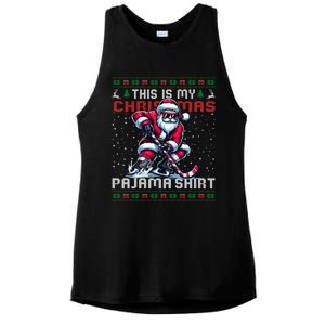 This Is My Christmas Pajama Hockey Ugly Christmas Cute Gift Ladies PosiCharge Tri-Blend Wicking Tank