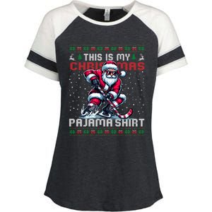 This Is My Christmas Pajama Hockey Ugly Christmas Cute Gift Enza Ladies Jersey Colorblock Tee