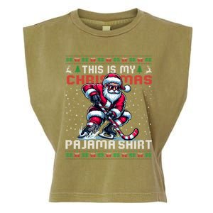 This Is My Christmas Pajama Hockey Ugly Christmas Cute Gift Garment-Dyed Women's Muscle Tee