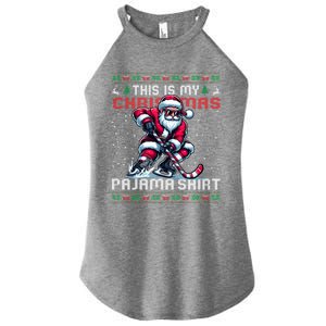 This Is My Christmas Pajama Hockey Ugly Christmas Cute Gift Women's Perfect Tri Rocker Tank