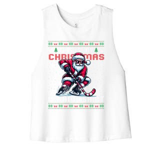 This Is My Christmas Pajama Hockey Ugly Christmas Cute Gift Women's Racerback Cropped Tank