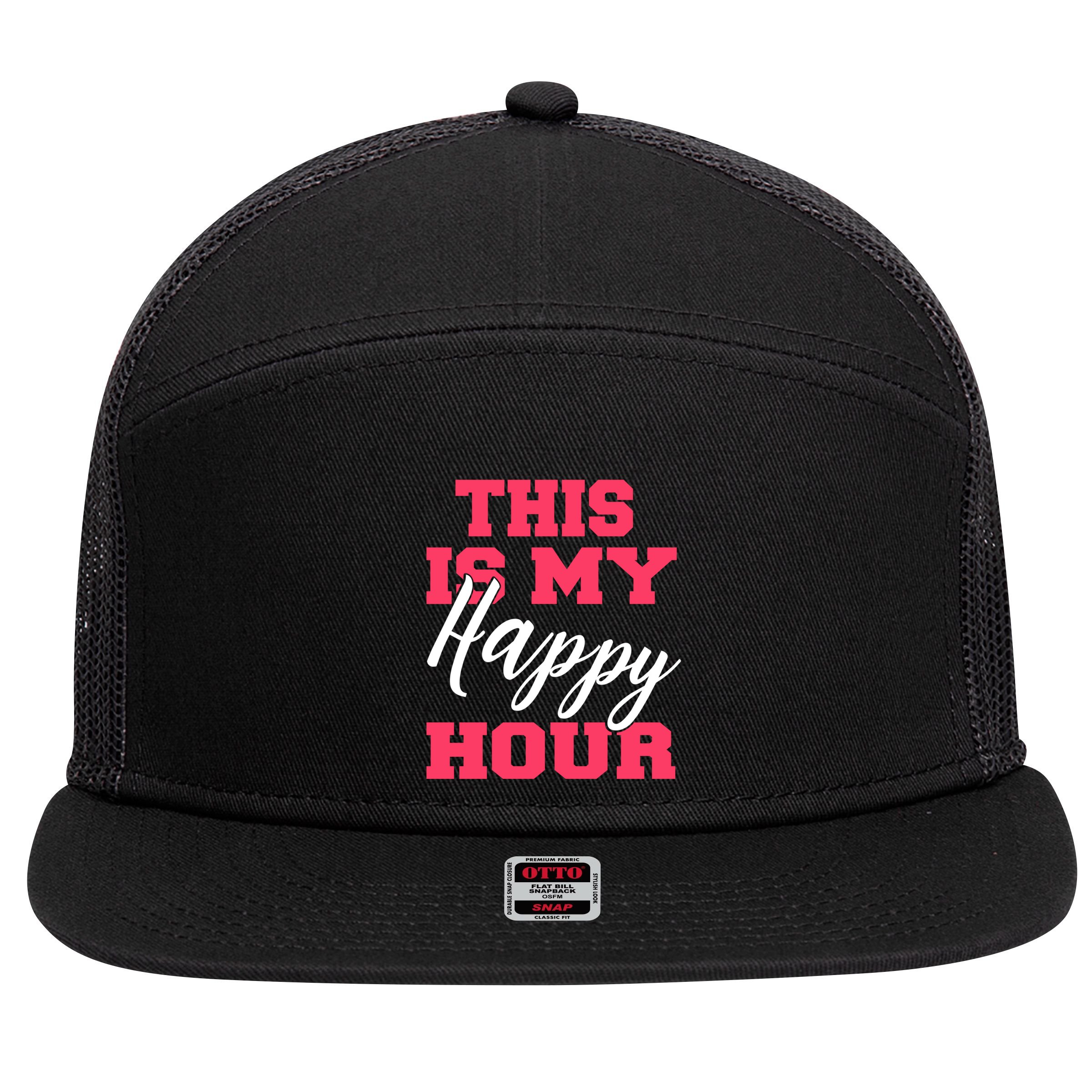 This Is My Happy Hour Fitness 'S Bodybuilding Gym Gift 7 Panel Mesh Trucker Snapback Hat