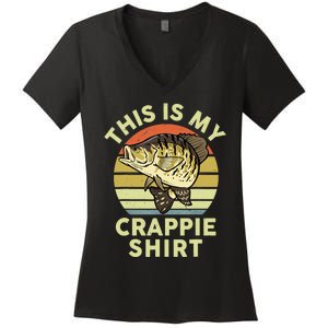 This is My Crappie Bass Fish Funny Dad Women's V-Neck T-Shirt