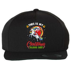 This Is My Christmas Pajama Gift Funny Santa Riding Unicorn Great Gift Wool Snapback Cap