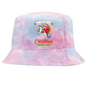 This Is My Christmas Pajama Gift Funny Santa Riding Unicorn Great Gift Tie-Dyed Bucket Hat