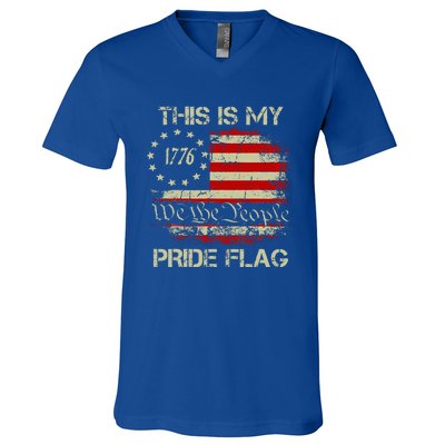 This Is My Pride Flag Usa American Patriotic V-Neck T-Shirt