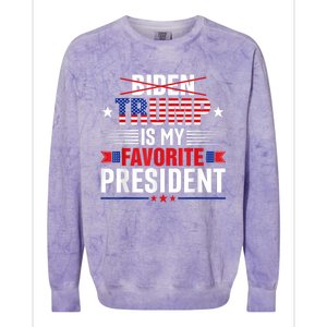 Trump Is My Favorite President Funny Anti Biden 4th Of July Colorblast Crewneck Sweatshirt