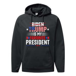 Trump Is My Favorite President Funny Anti Biden 4th Of July Performance Fleece Hoodie