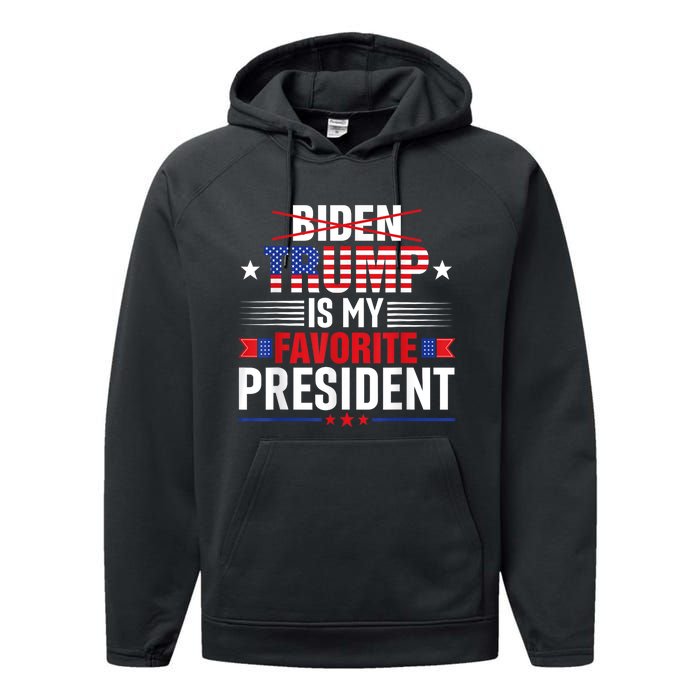 Trump Is My Favorite President Funny Anti Biden 4th Of July Performance Fleece Hoodie