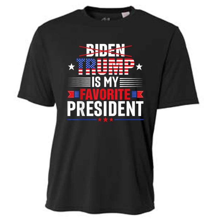 Trump Is My Favorite President Funny Anti Biden 4th Of July Cooling Performance Crew T-Shirt