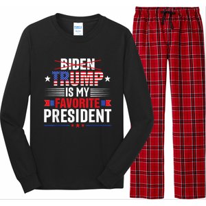 Trump Is My Favorite President Funny Anti Biden 4th Of July Long Sleeve Pajama Set