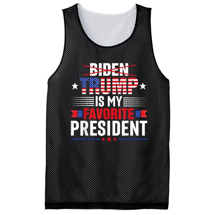 Trump Is My Favorite President Funny Anti Biden 4th Of July Mesh Reversible Basketball Jersey Tank