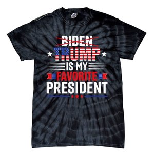 Trump Is My Favorite President Funny Anti Biden 4th Of July Tie-Dye T-Shirt