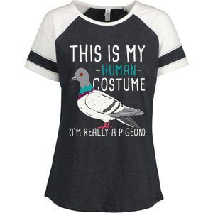 This Is My Human Costume Pigeon Racing Lover Bird Breeder Enza Ladies Jersey Colorblock Tee