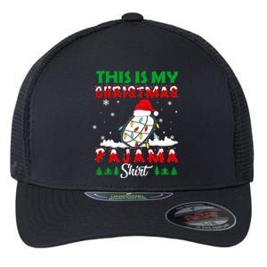 This Is My Christmas Pajama Ice Hockey Santa Hat Xmas Lights Gift Flexfit Unipanel Trucker Cap