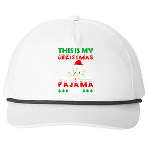 This Is My Christmas Pajama Ice Hockey Santa Hat Xmas Lights Gift Snapback Five-Panel Rope Hat