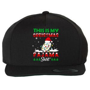 This Is My Christmas Pajama Ice Hockey Santa Hat Xmas Lights Gift Wool Snapback Cap