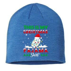 This Is My Christmas Pajama Ice Hockey Santa Hat Xmas Lights Gift Sustainable Beanie