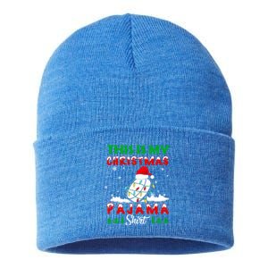 This Is My Christmas Pajama Ice Hockey Santa Hat Xmas Lights Gift Sustainable Knit Beanie